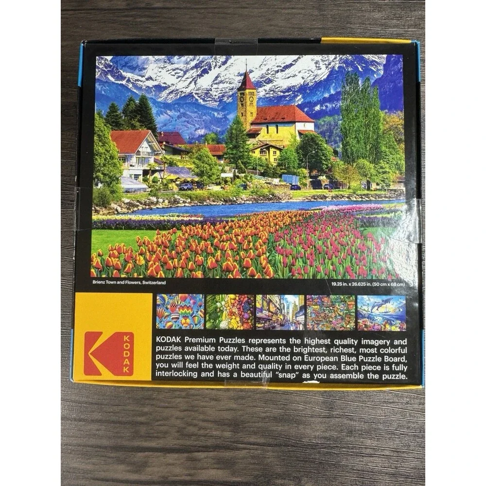 New Sealed Kodak Premium Puzzle 1000 Pc Jigsaw Switzerland Brienz Tulip Flowers